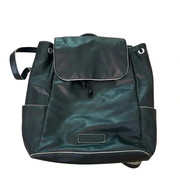 Vera Bradley Black Faux Leather Backpack Adjustable Straps - Picture 1 of 10